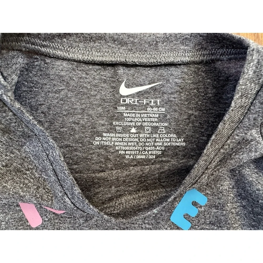 Nike Baby Girl Shirt 18 Months Gray Colorful NWT